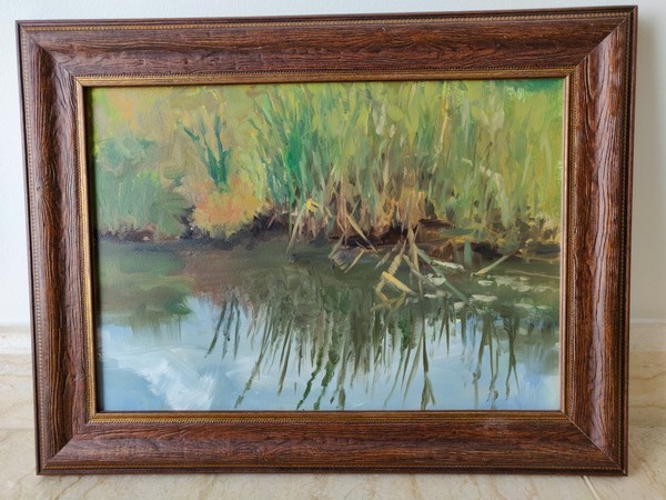 Water reflection painting framed