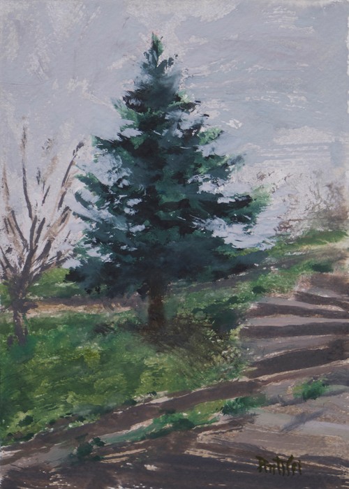 Evergreen tree painting