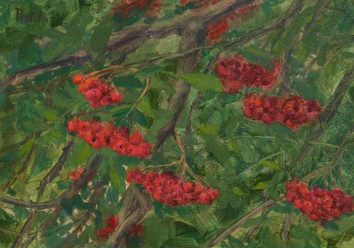 Red fruits painting