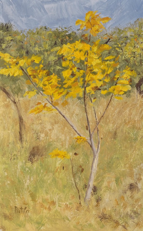 Autumn tree landscape painting