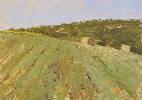 Summer field landscape painting