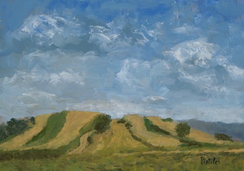 Windy landscape painting