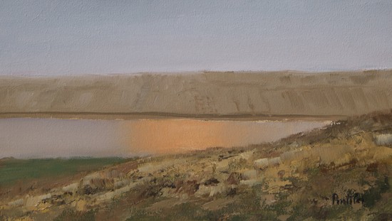 Lake before sunset painting