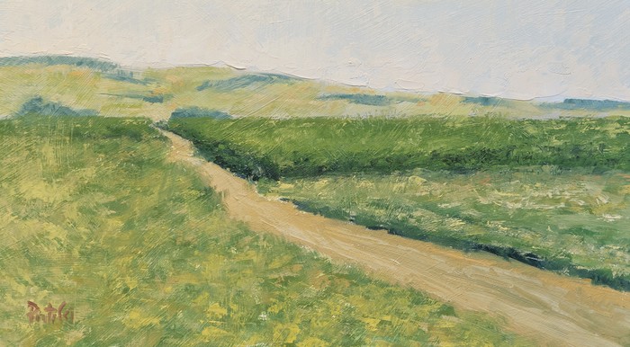 Summer road landscape painting