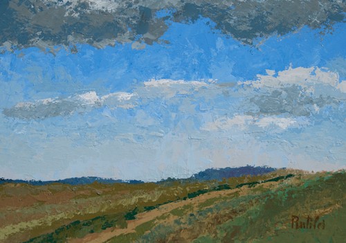 Cloudy landscape painting